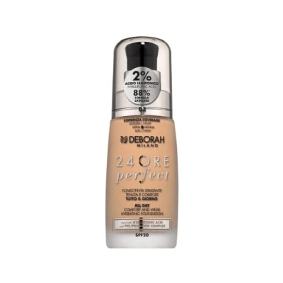 Abbildung von Deborah Milano Flüssige Grundierung 24 Stunden Perfect Feuchtigkeitsspendend SPF 20, N.3 Caramel Beige, 30.0 ml, 1