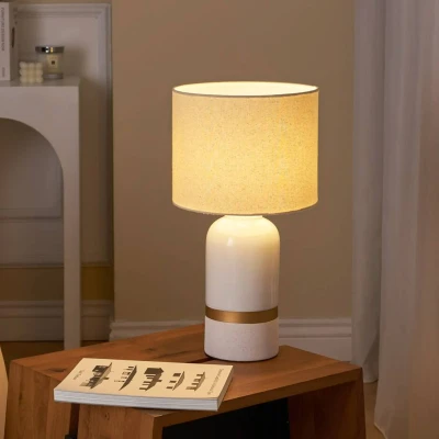 Abbildung von Pauleen 48318 Tischleuchte Glowing Soul E14 max. 20W Creme Stoff, Keramik Nachttischleuchte