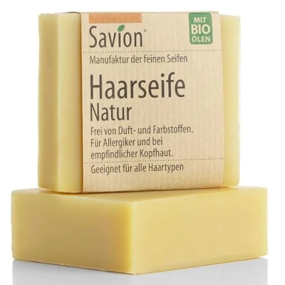 Abbildung von Savion Haarseife Natur Für empfindliche Kopfhaut &amp; Allergiker ohne Duftstoffe Vegan Bio: Mikroplastik Palmölfrei Tierversuchsfrei, 85g
