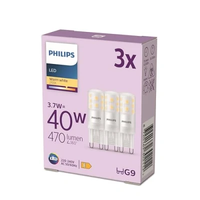 Abbildung von Philips Classic LED G9 Lampe, 40W, klar, warmweiß, nicht dimmbar, 3er Pack