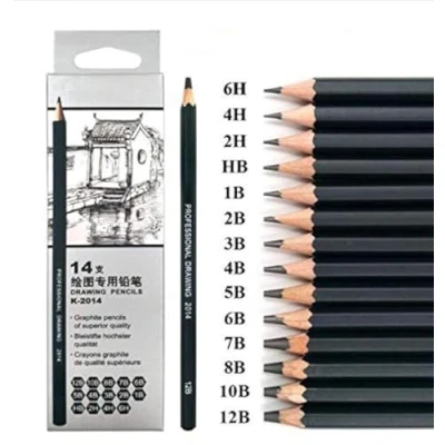 Abbildung von Bleistift 14 Stück/Set 12B 10B 8B 7B 6B 5B 4B 3B 2B B HB 2H 4H 6H Graphit Skizzenstifte Professionelles Bleistiftset zum Zeichnen
