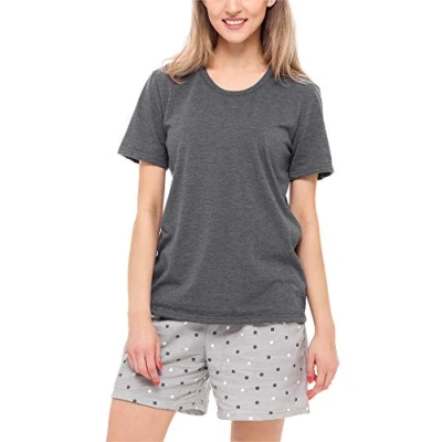 Abbildung von Merry Style Damen Schlafanzug Zweiteiler Pyjama Kurz aus Baumwolle Set MS10 177 (Dunkelmelange/Grau, M)