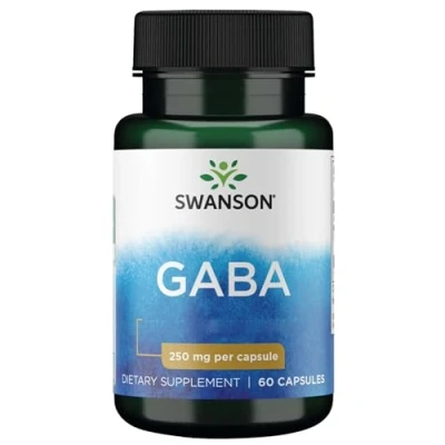 Abbildung von Swanson GABA (Gamma Aminobuttersäure), 250mg, hochdosiert, 60 Kapseln, Laborgeprüft, Sojafrei, Glutenfrei, Ohne Gentechnik