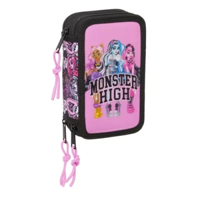 Abbildung von Safta Monster High Drama Schulmäppchen mit 37 Utensilien, Kindermäppchen, ideal für Kinder von 5 bis 14 Jahren, bequem und vielseitig, Qualität Widerstandsfähigkeit, 12,5 x 5,5 19,5 cm, bunt, M,