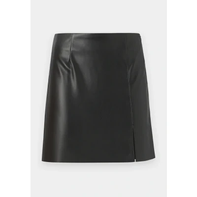 Abbildung von Noisy May Damen Mini Kunstleder Rock High Waist Lederoptik Skirt Kurz Coated Stretch Bleistift NMCLARA, Farben:Schwarz, Größe:S
