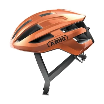 Abbildung von ABUS Rennradhelm PowerDome leichter Fahrradhelm mit cleverem Belüftungssystem und aerodynamischem Profil Made in Italy für Damen Herren Orange, Größe M