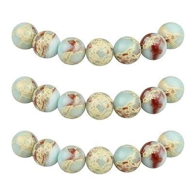 Abbildung von MJDCB Perlen zum Auffädeln 6mm 60 stück Schlangenhaut Stein Halbedelsteine mit Loch Natürliche Lose Runde Steinperlen für Herstellung Schmuck Armbänder Halsketten