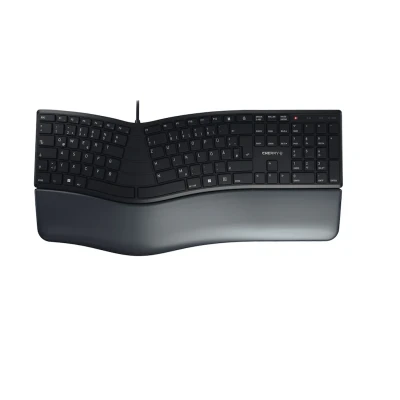 Abbildung von CHERRY KC 4500 ERGO, Ergonomische Tastatur, Deutsches Layout (QWERTZ), Kabelgebunden, Handballenauflage mit Memory Schaum, Geschwungenes Tastenfeld, Schwarz