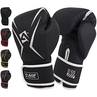 Abbildung von AQF Boxhandschuhe, Boxsack Leder Handschuhe Herren Frauen, MMA Sandsäcke, Boxhandschuhe Kinder Für Kickboxen, Muay Thai, Kampfsport Boxing Gloves 4 6 8 10 12 14 16 Oz (6 oz, Silber)