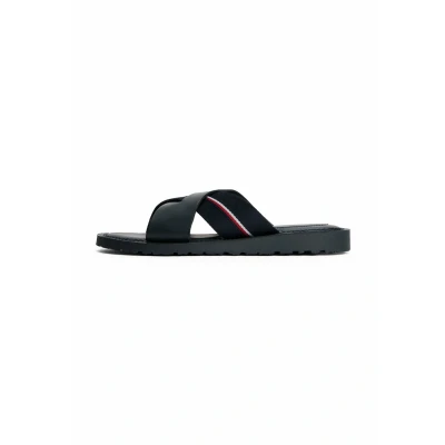 Abbildung von Tommy Hilfiger Cleat Crossover Pantolette flach, Herren, Größe: 41, Navy blue Schuhe