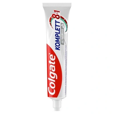 Abbildung von Colgate Zahnpasta Komplett 8 in 1 12x75 ml für natürlich weiße Zähne Vorteile deine tägliche Mundpflege Kariesschutz Zahnschmelzschutz Zahnaufhellung Zahnreinigung