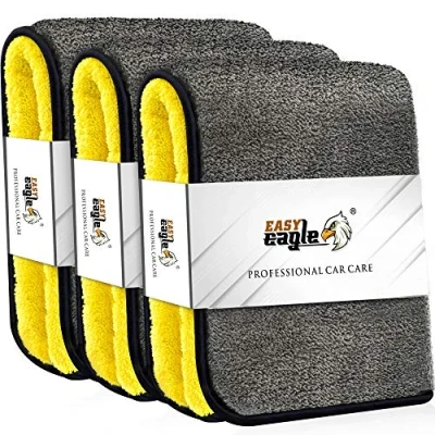 Abbildung von EASY EAGLE 3X Mikrofasertücher 1200GSM zur Professionellen Autopflege, Ultraweich für Perfekte Lackpflege, 38 x 44 cm