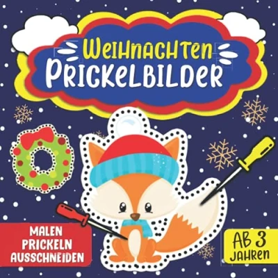 Abbildung von Prickelbilder Weihnachten (MALEN, Prickeln, AUSSCHNEIDEN) AB 3 JAHREN: Das große Prickel Mal und Bastelbuch für Kinder Ausmalen, ... Mädchen mit Weihnachtlichen, Schneeman