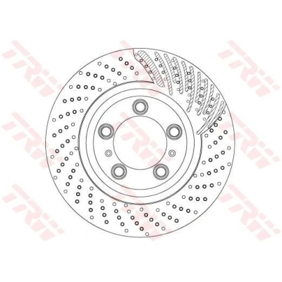 Abbildung von TRW DF6721S Bremsscheibe 340 34 5 130 gelocht/innenbel. lackiert hochgekohlt PORSCHE: 911 Convertible