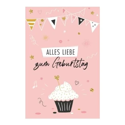 Abbildung von 1 edle Geburtstagskarte mit Umschlag 18x12cm Klappkarte zum Geburtstag Karte happy birthday Glückwunschkarte bunt Muffin