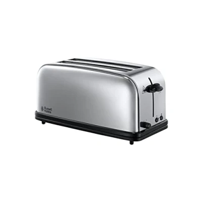 Abbildung von Russell Hobbs Toaster [2 Schlitz Langschlitz für 4 Scheiben/2 breite Brotscheiben] Victory Edelstahl (extra Toastschlitze, Brötchenaufsatz, 6 Bräunungsstufen + Auftau &amp;Aufwärmfunktion) 23520 56