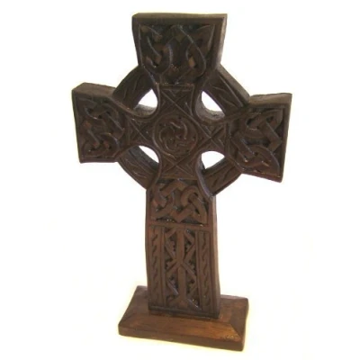 Abbildung von Celtic Cross, Wooden ornament, Fair Trade 28cm by Cornwall Art Prints