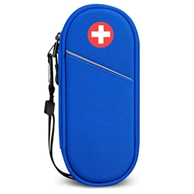 Abbildung von SITHON EpiPen Medical Tragetasche, tragbare Notfalltasche Isolierte Medikament Tasche Organizer für 2 EpiPens, Asthma Inhalator, Anti Histamin, Auvi Q, Allergy Medicine Essentials, (Blau)