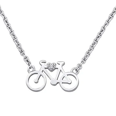 Abbildung von SILVEGO Damen Halskette aus 925 Sterling Silber Fahrrad mit Zirkonia