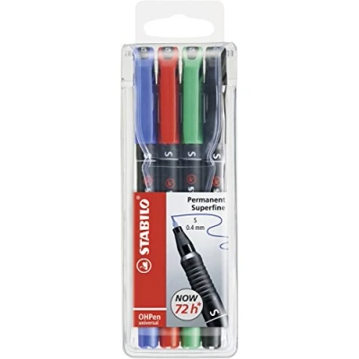 Abbildung von Folienstift STABILO OHPen universal permanent superfein 4er Pack grün, rot, blau, schwarz