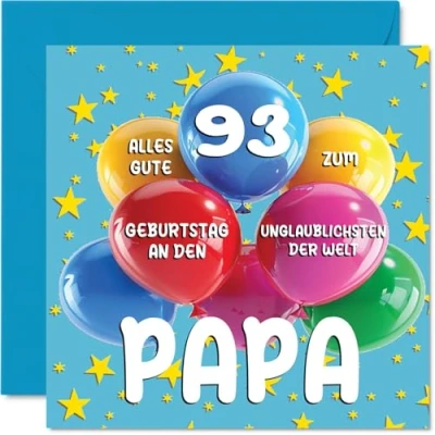 Abbildung von Stuff4 93. Geburtstagskarte Papa Unglaublichsten der Welt Geburtstagskarten für 93 Jahre von Sohn Tochter, 145mm Geburtstag Glückwunschkarten