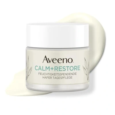 Abbildung von Aveeno CALM+RESTORE Feuchtigkeitsspendende Hafer Tagespflege (50 ml), parfümfreie 24 Stunden Feuchtigkeitspflege, beruhigt sofort empfindliche Haut, mit präbiotischem &amp; beruhigendem Mutterkraut