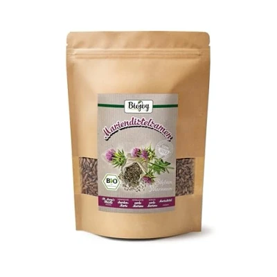 Abbildung von Biojoy BIO Mariendistelsamen ganz (500 g), ideal für Mariendistel Tee (Silybum marianum)