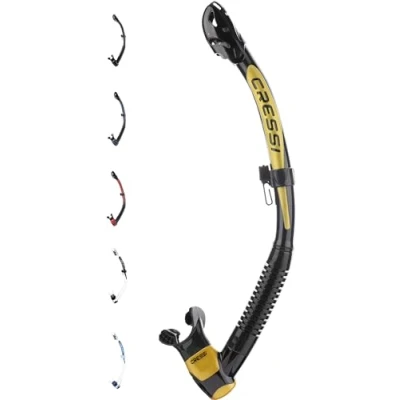 Abbildung von Cressi Unisex Adult Itaca Ultra Dry Snorkel Trockenes Freitauchen und Schnorcheln, Schwarz/Gold, Einheitsgröße
