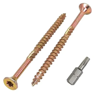 Abbildung von SKIR&#039;CO (50 Stück) Universal Verzinkter Stahl 4,0 x 60 mm Gelb Holzschrauben Senkkopf Torx Kopf Typ 17 Spanplattenschrauben (50, mm)