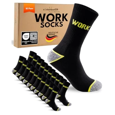 Abbildung von 10 Paar Arbeitssocken Herren 39 42 Work Socken Baumwolle Schwarz/Grau