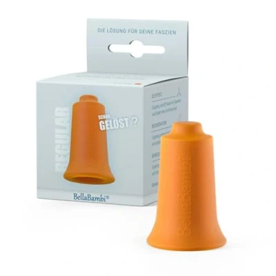 Abbildung von BellaBambi® mini solo Schröpfglas hautverträgliche Schröpf Cups zur vielseitigen Faszien Massage Cupping für Beauty, Wellness, Sport oder Therapie Made in Germany Intensität Regular Orange