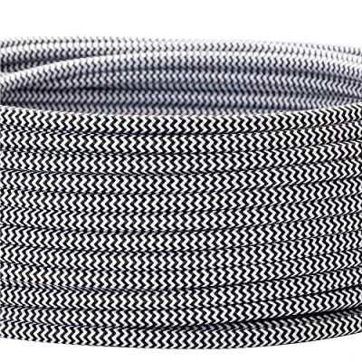 Abbildung von ORION LIGHTSTYLE Textilkabel für Lampen, 10 m Schwarz Weiß, 3 adrig, (3x 0,75 mm²) Kunststoff Stromkabel mit Erdleiter, Textil ummantelt