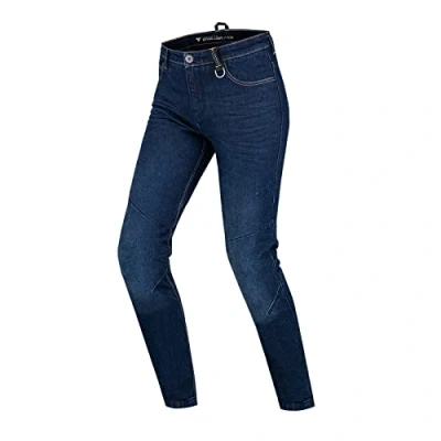 Abbildung von SHIMA DEVON Motorradjeans Belüftete Elastische Slim Fit Biker Motorradhose mit FiberQL Verstärkungen, Knie und Hüftprotektoren (Dunkelblau, 30)