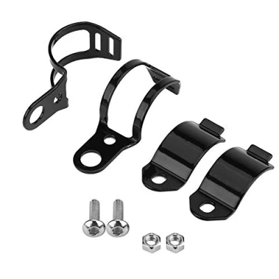 Abbildung von KIMISS 2Pcs Stahlblech Einstellbare Motorrad Blinker Halterung Fit für 30 45mm Vordergabel(Schwarz)