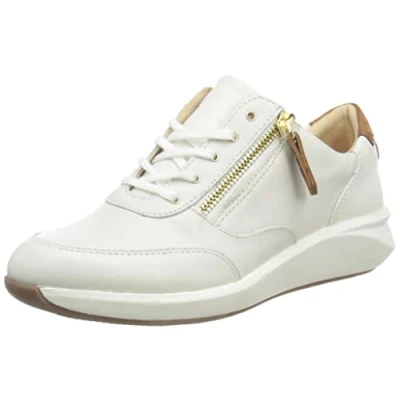 Abbildung von Clarks Damen Un Rio Zip Sneaker, White Leather, 42 EU