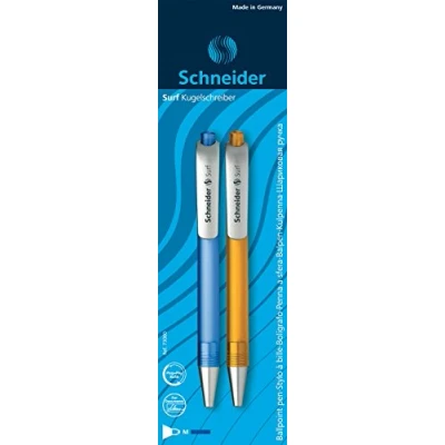 Abbildung von Schneider 73060 Schreibgeräte Kugelschreiber Surf, M, blau, 2er Blisterkarte sortiert