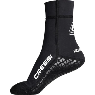 Abbildung von CRESSI Resilient Pro Neoprene Socks 3mm S Neopren Füßlinge, Schwarz, Doppelbeschichtung, mit Rutschfestes Gummisohle, Tauchen, Apnoe, Schnorcheln und andere Wassersportarten,