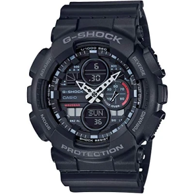 Abbildung von Casio Herren Quartz Armbanduhr, 49.00mm GehäusegröÃŸe mit schwarz analog/digital Zifferblatt und Rubber Strap Armband GA 140 1A1ER