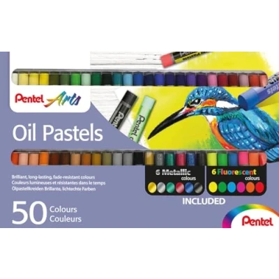 Abbildung von Pentel PHN Ölpastellkreide 50 Farben inkl. Metallic und Neon (50 Stück farblich sortiert)