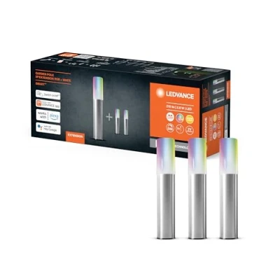 Abbildung von LEDVANCE Smarte LED Gartenleuchte mit WIFI Technologie, Erweiterungspaket 3 Garten Poles für Außen, RGB Farben änderbar, Kompatibel Google und Alexa Voice Control, SMART+ GARDEN POLE