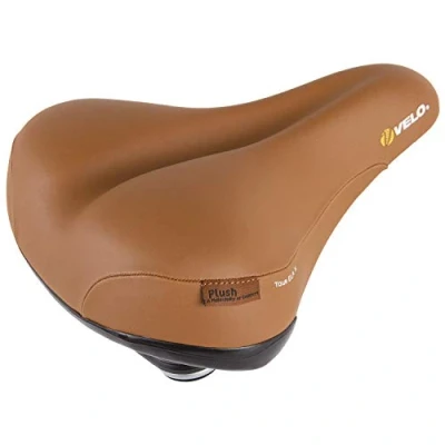 Abbildung von Velo Tour Ela X Sattel, Fahrradsattel, Touringsattel, ARC TECH stoßabsorbierende Gestellfederung, stabile 2 Komponentenschale, Abriebschutz, inkl. Sattelklemmschelle, 260x220mm, braun