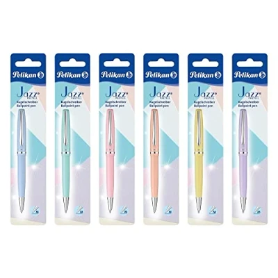 Abbildung von Pelikan® Jazz Pastell Kugelschreiber 1 Stück zum Schreiben von Kalligraphie Schnell trocknend Dauerhaftes robustes Metallgehäuse für die Schule Arbeit Büro Studium Komfortables und Glattes
