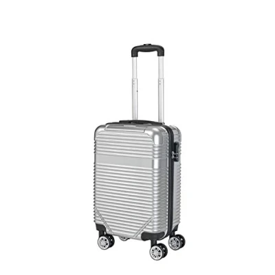Abbildung von LAGUNA BEACH Riviera Hartschalenkoffer Größe M in 55 x 33 22 cm (H B T) Reisekoffer mit Rollen, TSA Zahlenschloss &amp; voll versenkbarer Teleskopstange, Handgepäck Koffer Silber