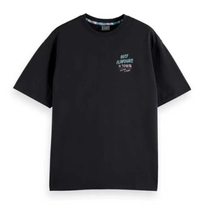 Abbildung von Scotch &amp; Soda Front AND BACK Artwork Tshirt print, Herren, Größe: Small, Washed black