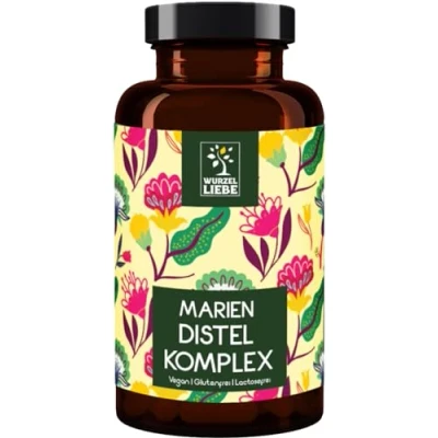 Abbildung von Mariendistel Artischocke Löwenzahn Leber Komplex Hochdosiert mit 80% Silymarin frei von Zusätzen vegan 120 Kapseln für 4 Monate Wurzelliebe