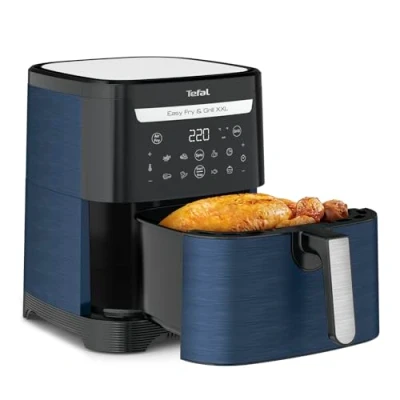 Abbildung von Tefal EY8014 Easy Fry &amp; Grill XXL Heißluftfritteuse 6,5 L Fassungsvermögen 2 in 1 Technologie zeitsparend 8 automatische Garprogramme Wanted Blue, Blau
