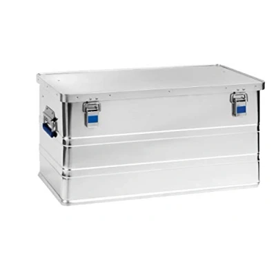 Abbildung von hünersdorff Aluminium Box eco 93 Liter, wasserdicht mit Gummi Dichtung, leicht, stabil, Klapphandgriffe, Vorbereitung für Schlösser, Farbe: silber, 451350