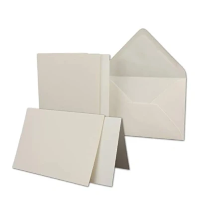 Abbildung von 10 x Kartenpaket mit gefütterten Brief Umschlägen und Einleger gerippt DIN A6/C6 Naturweiß 10,5 14,8 cm Nassklebung NEUSER PAPIER
