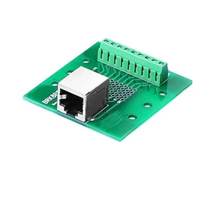 Abbildung von SIENOC RJ45 / 8P8C auf Schraubklemmen Breakout Board mit DIN Schienen Clips (RJ45 Schraubklemme)
