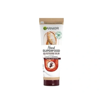 Abbildung von GARNIER Body Superfood reparierender Balsam pflegende Handcreme Feuchtigkeit 48 Stunden Kakaobutter &amp; Ceramid 98% natürlichen Ursprungs Vegan Cruelty Free Extra trockene Hände 75 ml